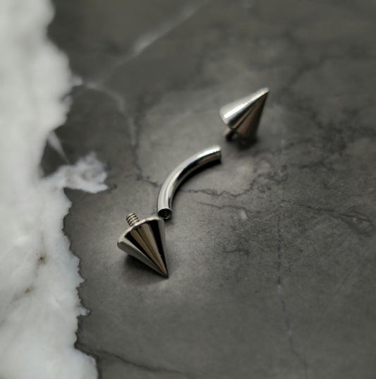 Small Spike Titanium Curved Barbell