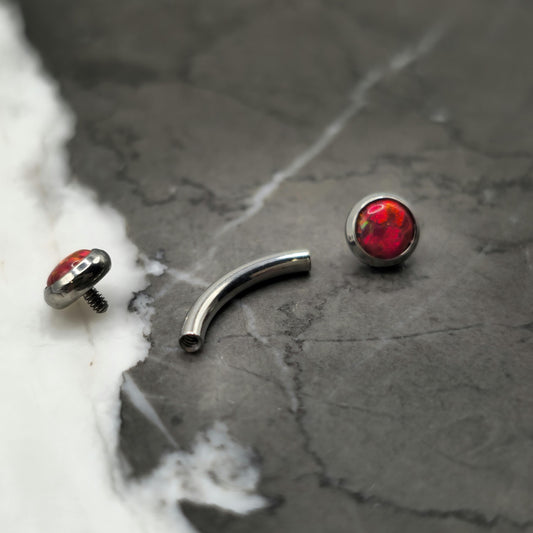 Blood Red Opal Titanium Curved Barbell