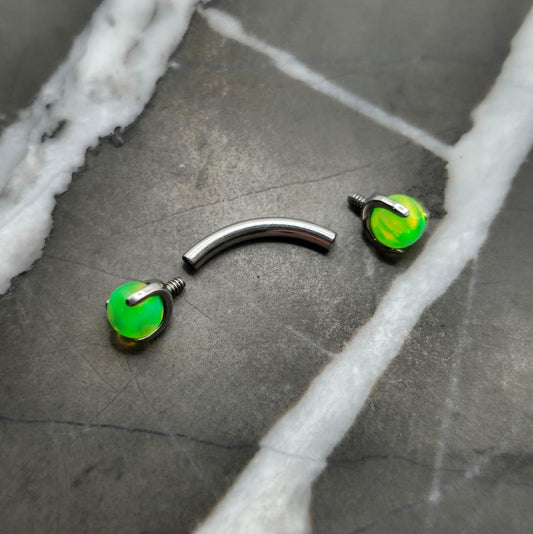 Lime Green Opal Curved Barbell