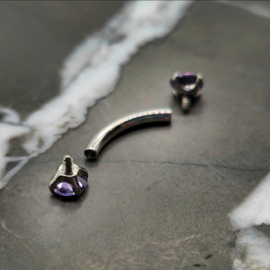 Purple Cubic Zirconia Curved Barbell