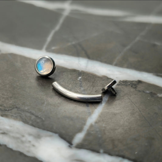Rainbow Moonstone "Floating" Curved Barbell