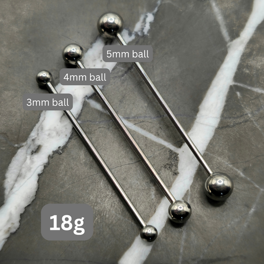Industrial Scaffold Cartilage Barbell with Flat or Ball Ends