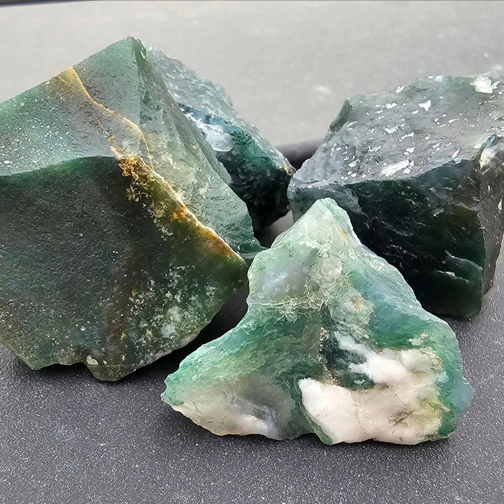 Moss Agate + Spike Curved Barbell