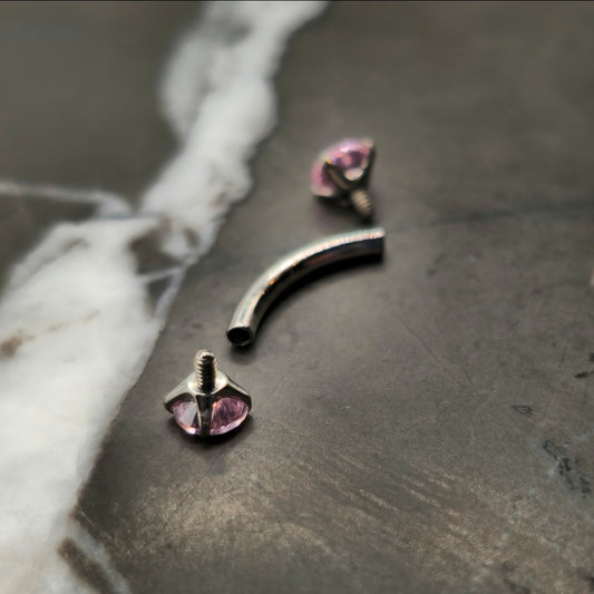 Pink Cubic Zirconia Curved Barbell