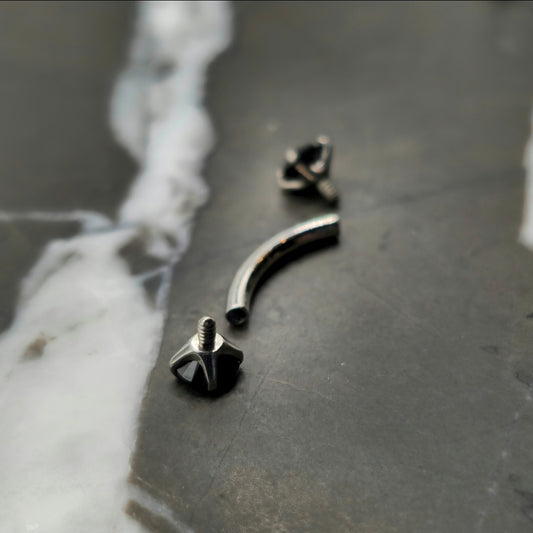 Black Cubic Zirconia Curved Barbell