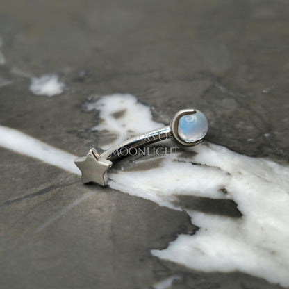 Star + Moonstone Curved Barbell