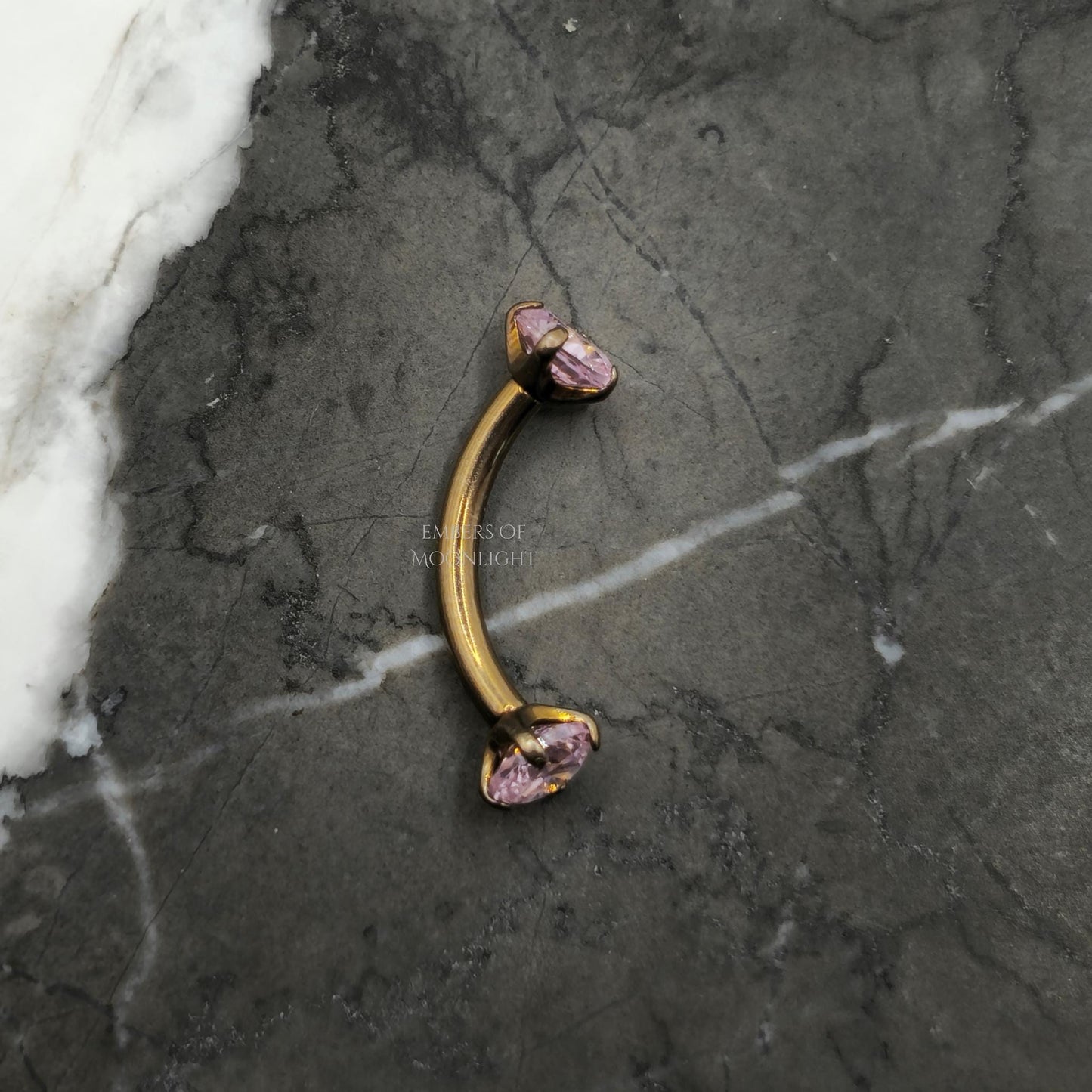 Pink Zirconia Curved Barbell