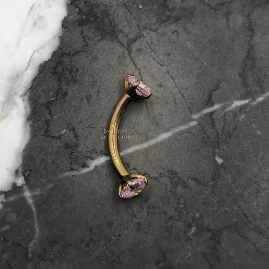 Pink Zirconia Curved Barbell