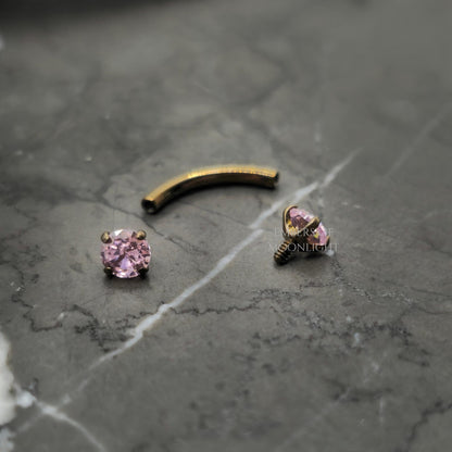 Pink Zirconia Curved Barbell