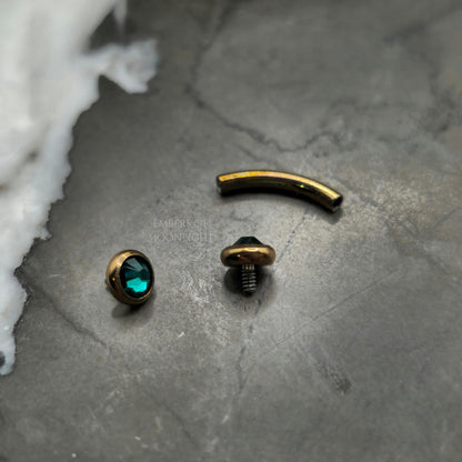 Emerald Green Stone Curved Barbell