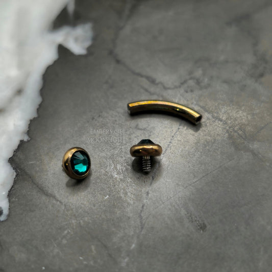 Emerald Green Stone Curved Barbell