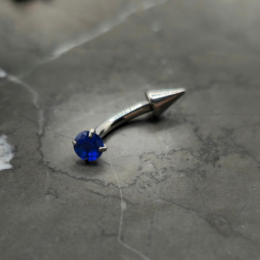 Blue Zirconia + Spike Curved Barbell