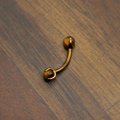 Tiger Eye Stone Curved Barbell