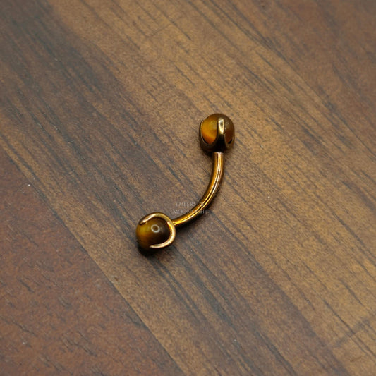 Tiger Eye Stone Curved Barbell