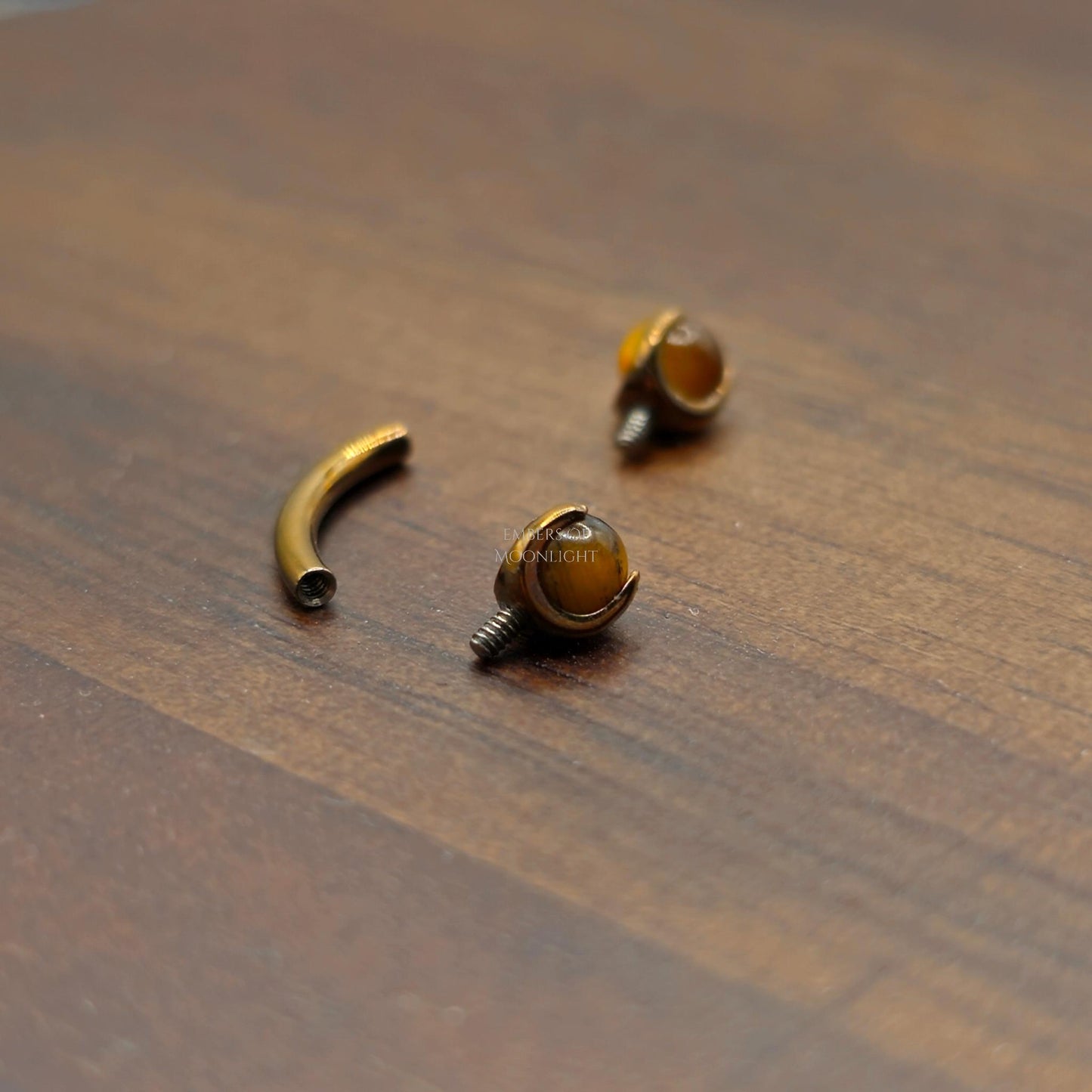 Tiger Eye Stone Curved Barbell