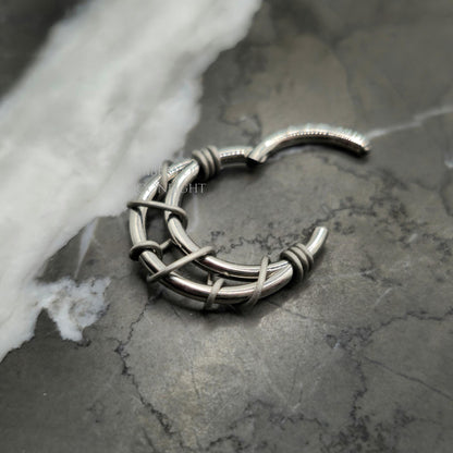 Banded Silver + Grey Hinged Clicker