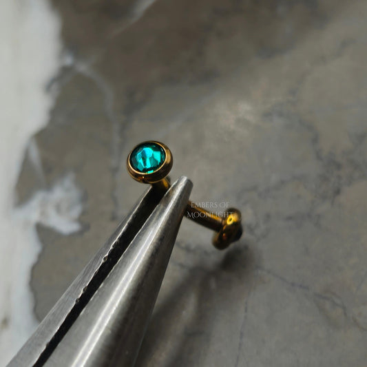 Emerald Green Stone Curved Barbell
