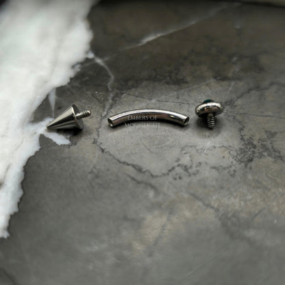 Emerald Green Stone + Spike Curved Barbell