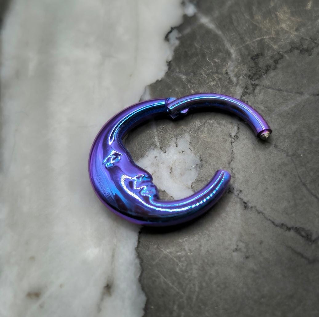 Moon Face Hinged Daith Earring Clicker