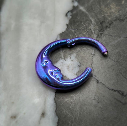 Moon Face Hinged Daith Earring Clicker