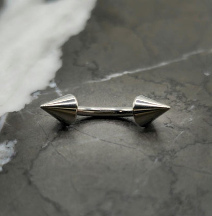 Small Spike Titanium Curved Barbell