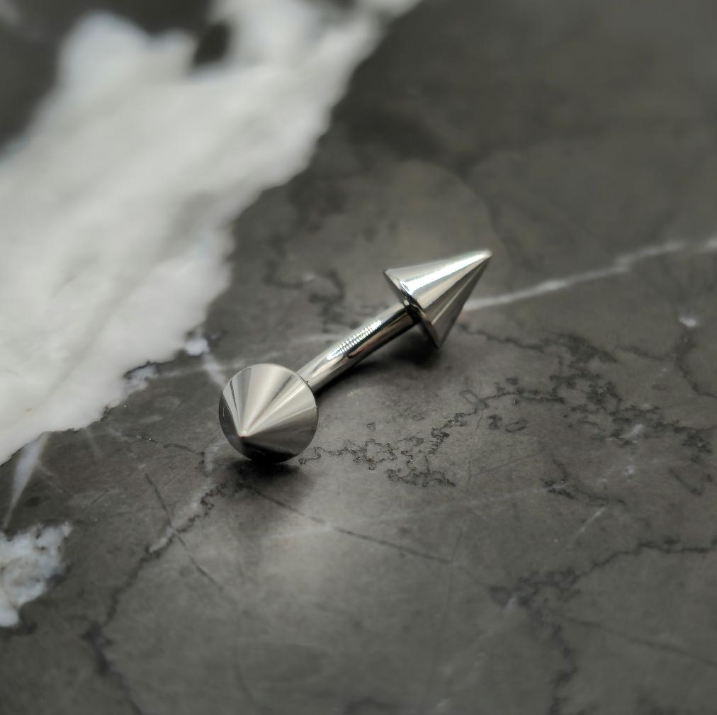 Small Spike Titanium Curved Barbell