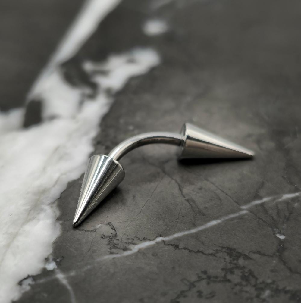 Large Spike Titanium Curved Barbell