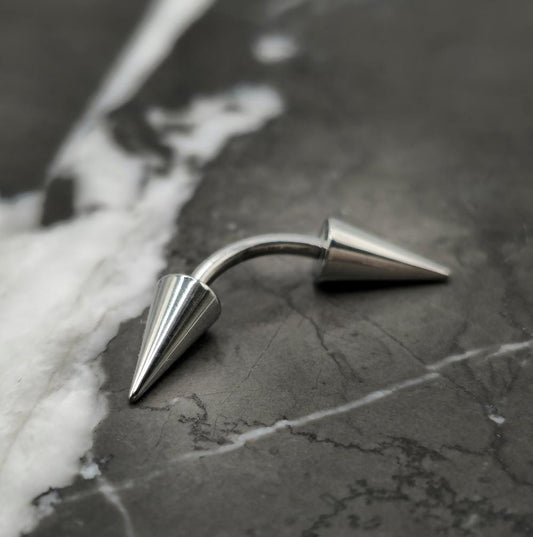 Large Spike Titanium Curved Barbell