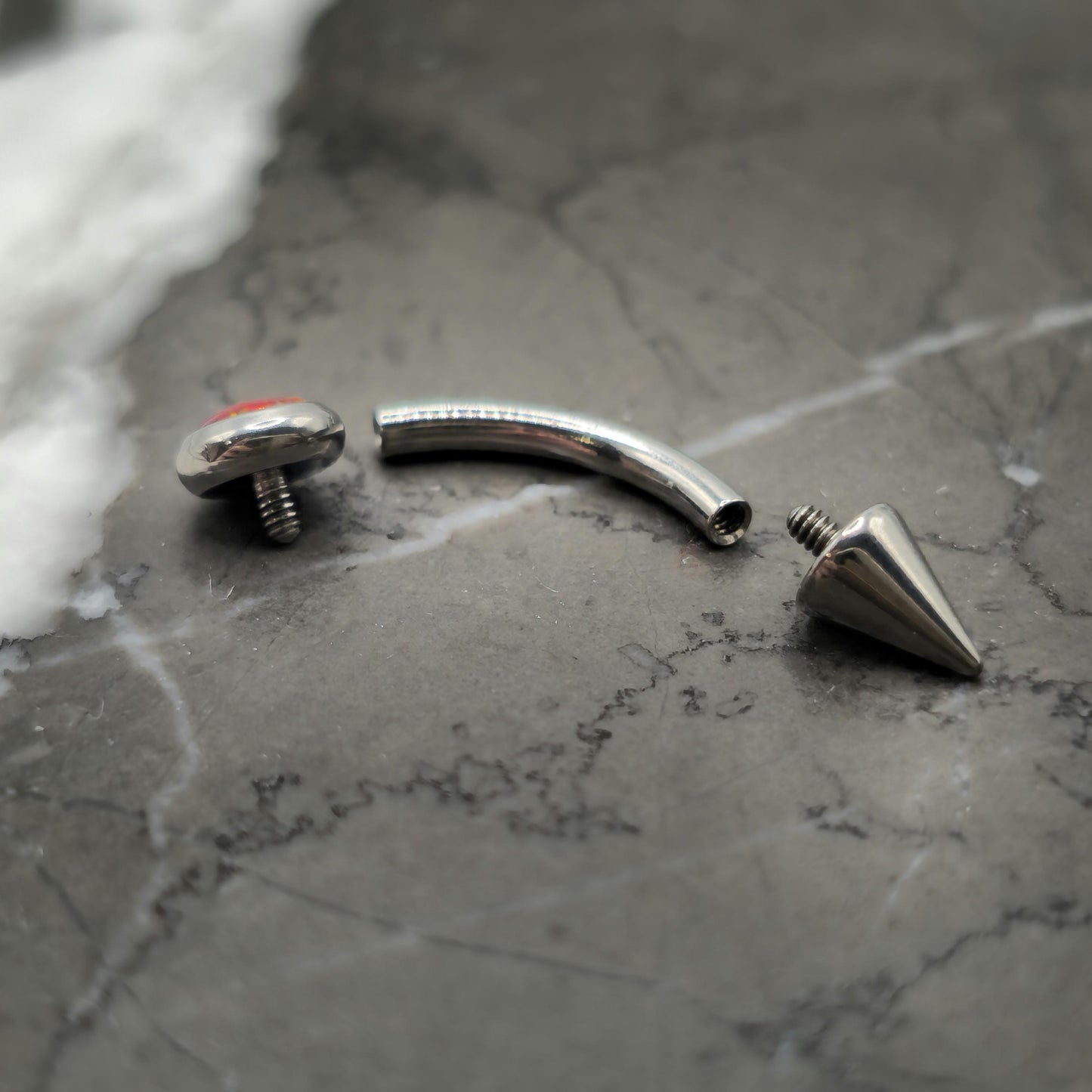 Blood Red Opal + Spike Curved Barbell