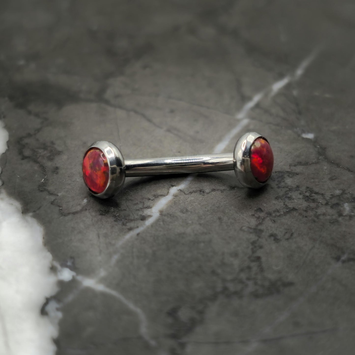 Blood Red Opal Titanium Curved Barbell
