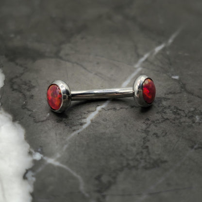 Blood Red Opal Titanium Curved Barbell