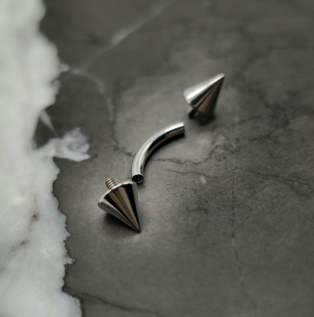 Small Spike Titanium Curved Barbell