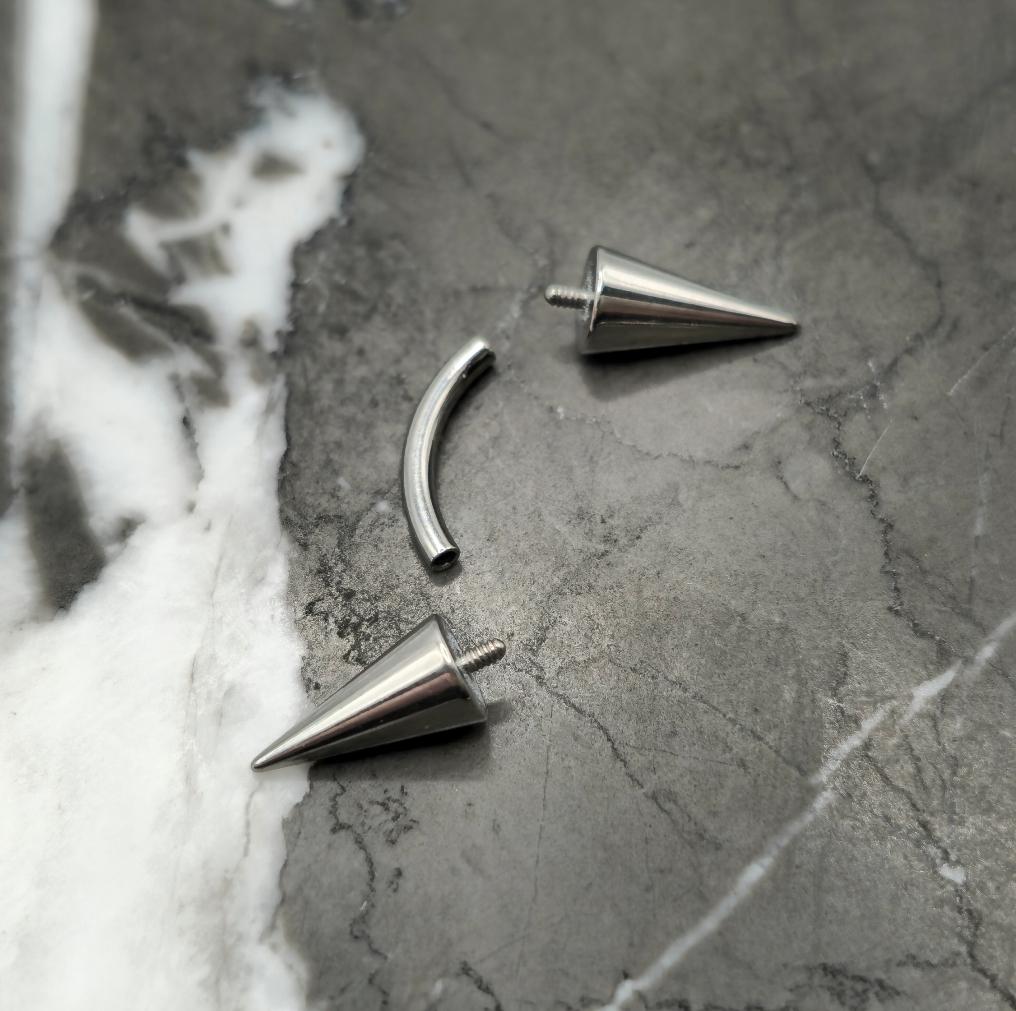 Large Spike Titanium Curved Barbell