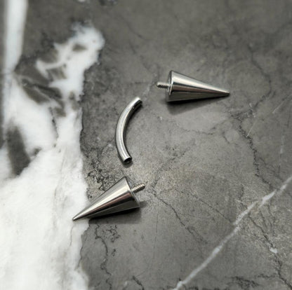 Large Spike Titanium Curved Barbell