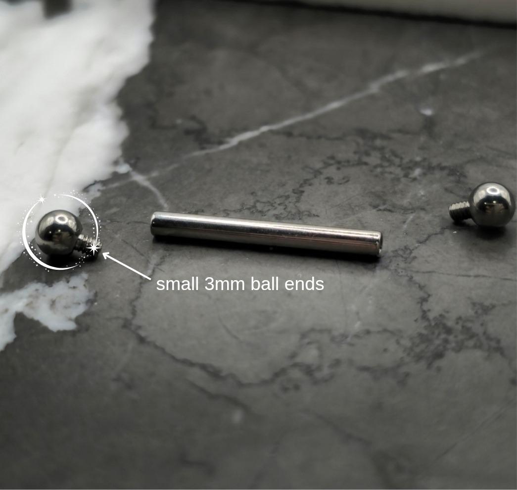 Small 3mm Ball Straight Barbell