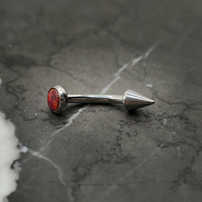 Blood Red Opal + Spike Curved Barbell