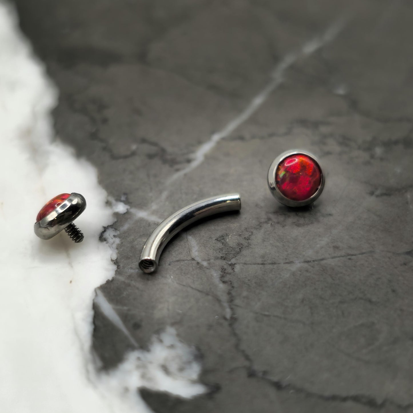 Blood Red Opal Titanium Curved Barbell