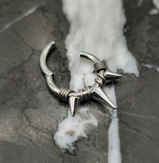 Silver + Grey Triple Spike Hinged Clicker