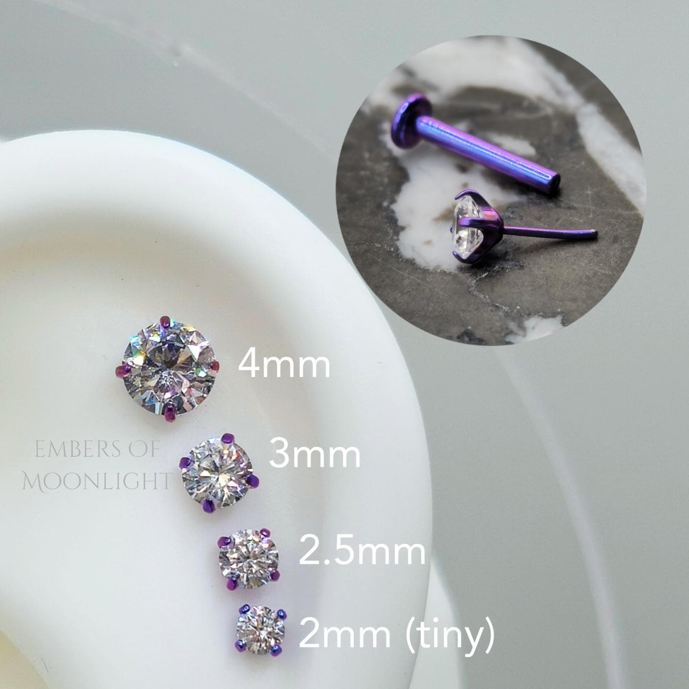 Threadless Zirconia Flat Back Labret