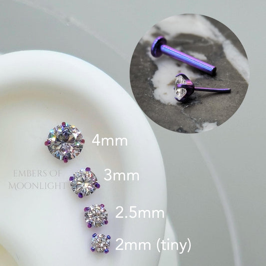 Threadless Zirconia Flat Back Labret