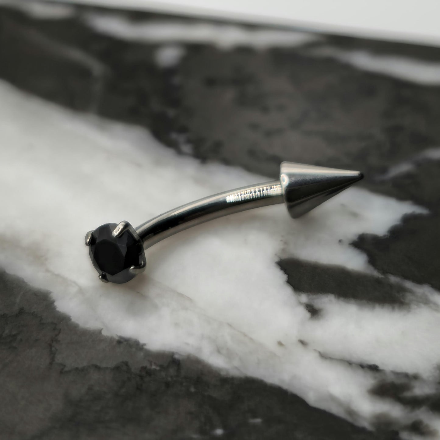 Black Zirconia + Spike Curved Barbell