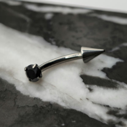 Black Zirconia + Spike Curved Barbell