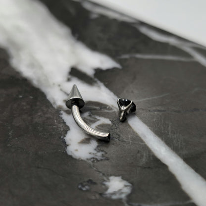 Black Zirconia + Spike Curved Barbell