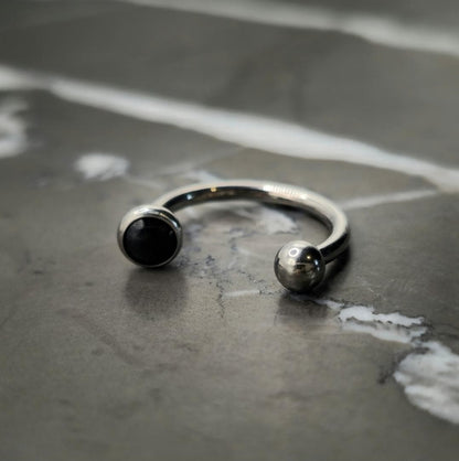 Black Onyx Horseshoe Hoop