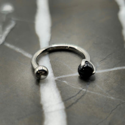 Black Onyx Claw Horseshoe Hoop