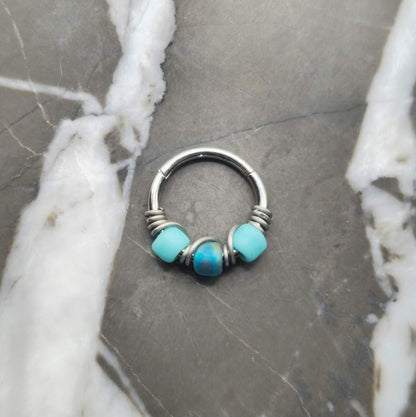 Two-Tone Turquoise Beaded Hinged Clicker
