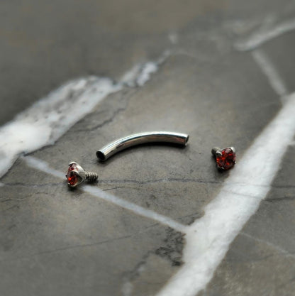 Tiny 2mm Red Zirconia Curved Barbell