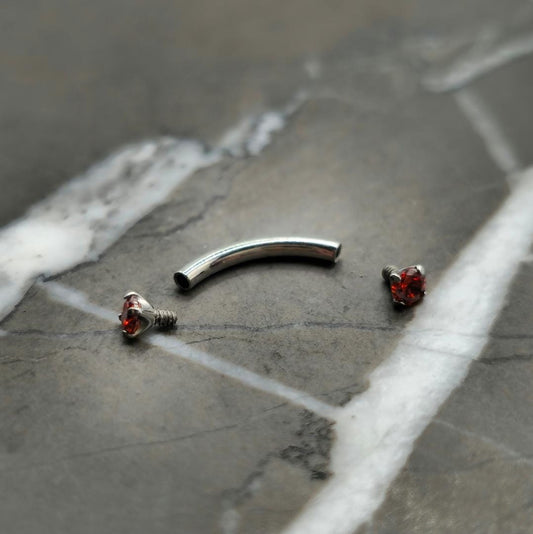Tiny 2mm Red Zirconia Curved Barbell