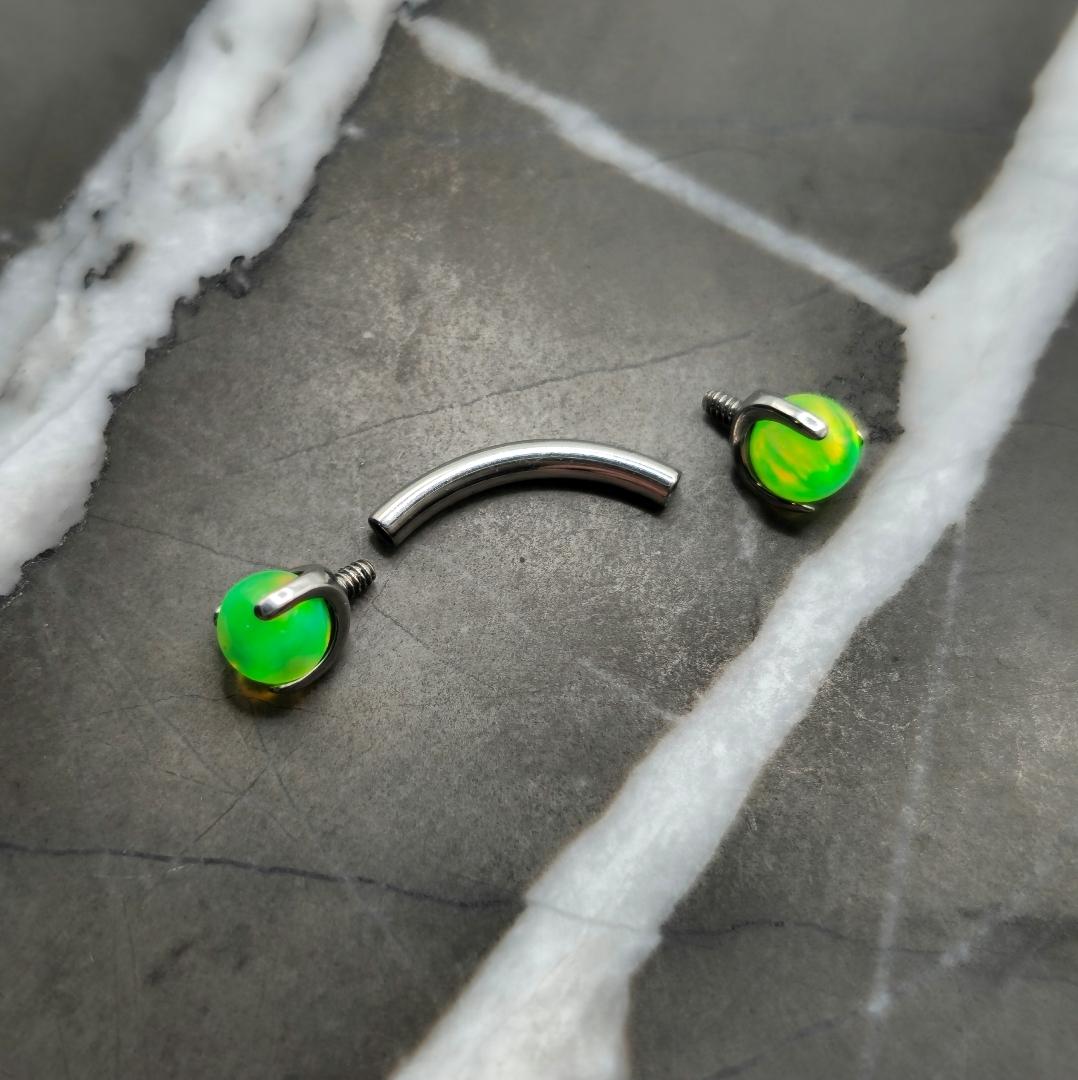 Lime Green Opal Curved Barbell