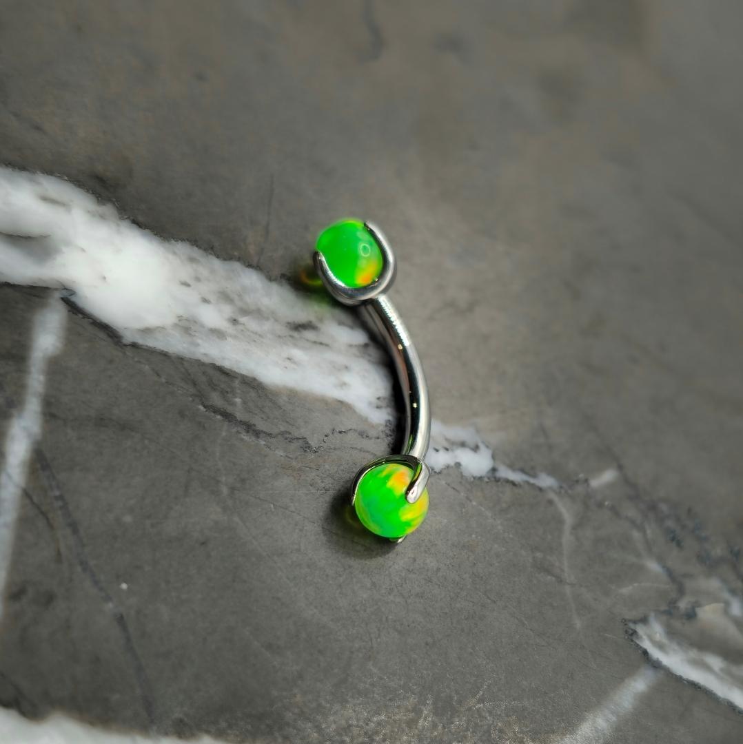 Lime Green Opal Curved Barbell
